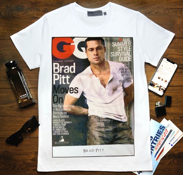 T-shirt "Brad Pitt", Black, S, WHITE