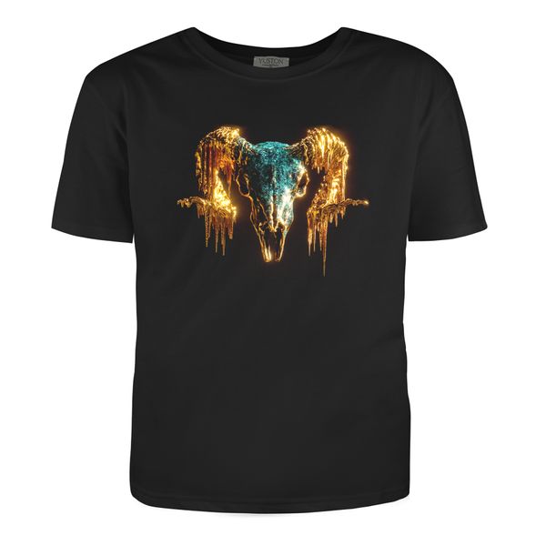 Woman's t-shirt "Golden horns", Black, XS, BLACK