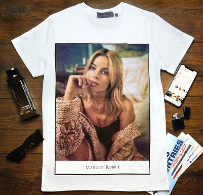 T-shirt "Margot Robbie", Black, XS, WHITE