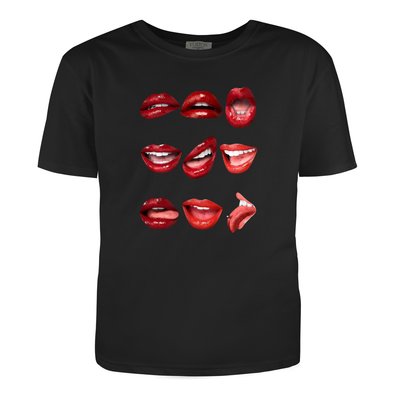 Woman's t-shirt "LIPS", Black, XS, BLACK