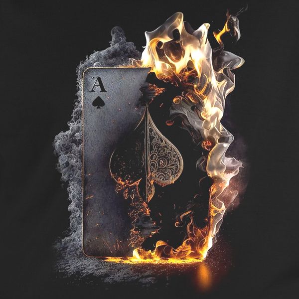 Man's t-shirt "Burning card", Black, S, BLACK